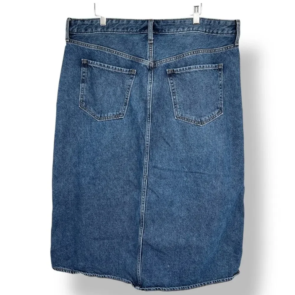 Old Navy High Rise Secret Smooth Pockets Denim Skirt‎ with Front Slit Sz. 18